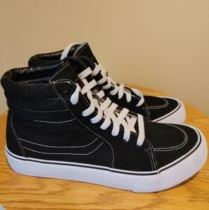 Fashion high top canvas sneakers for men size 8 black‎
